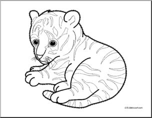 Clip art baby animals tiger cub coloring page i