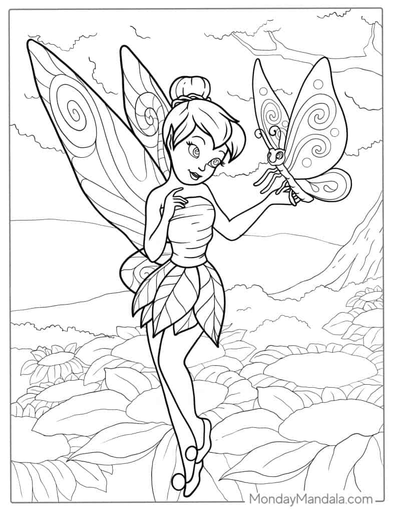 Tinker bell coloring pages free pdf printables