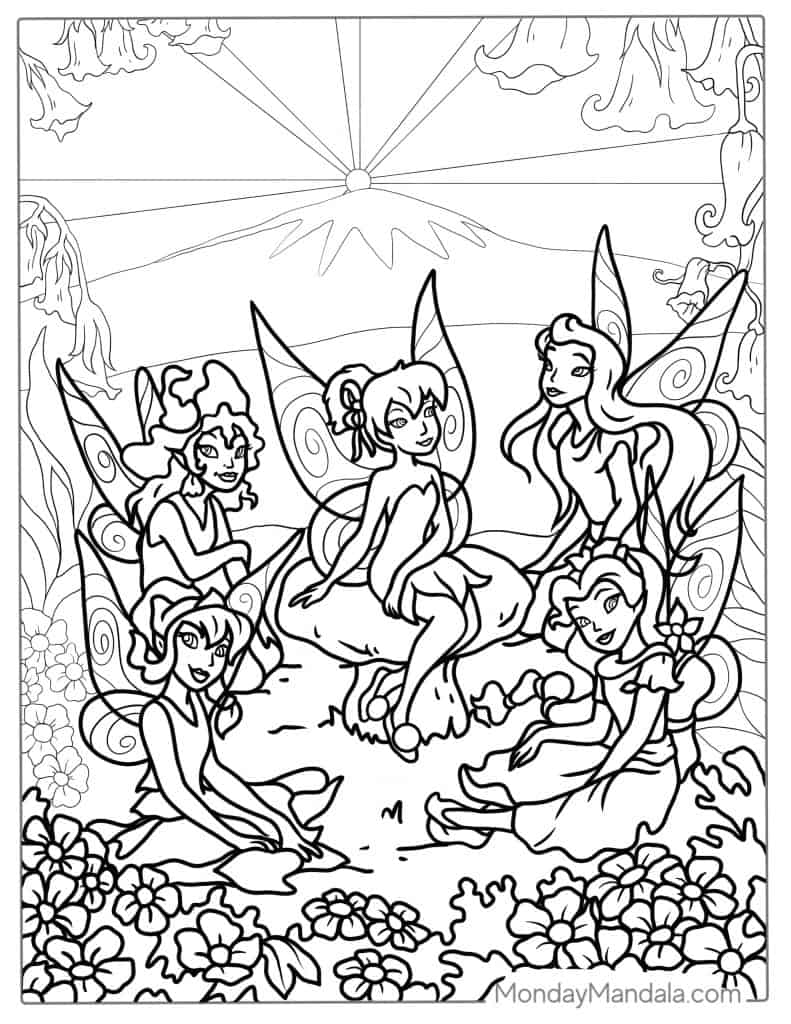 Tinker bell coloring pages free pdf printables