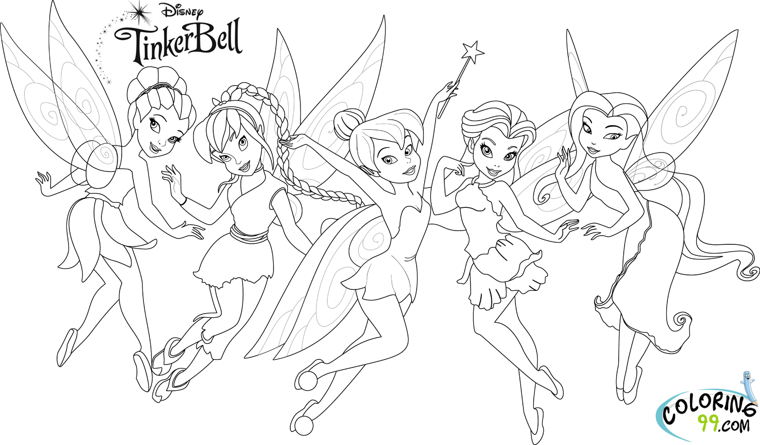 Tinkerbell and friends coloring pages team colors
