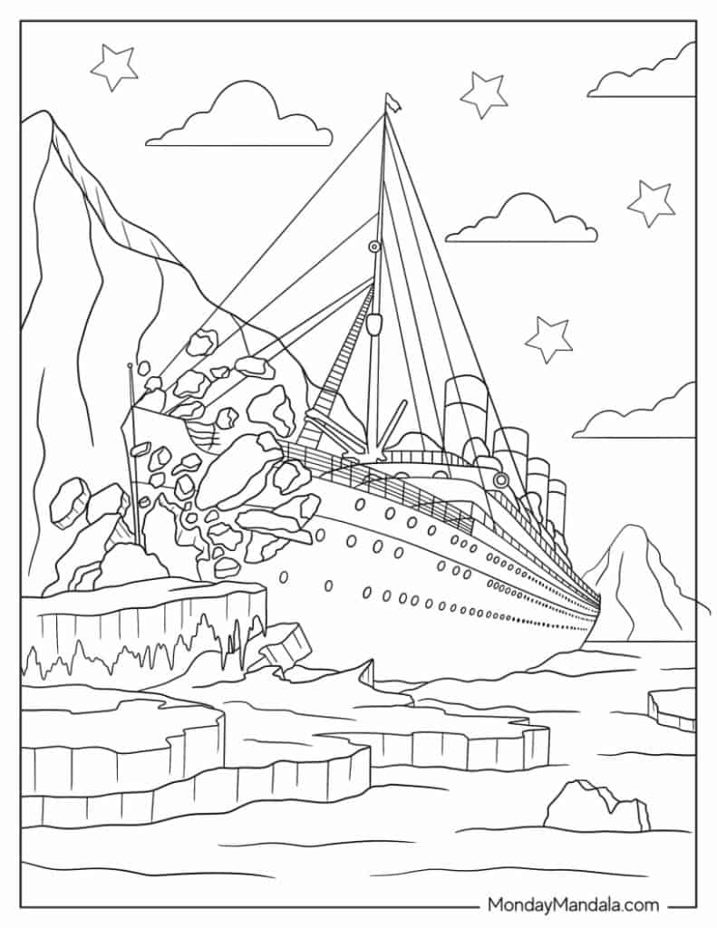 Titanic coloring pages free pdf printables