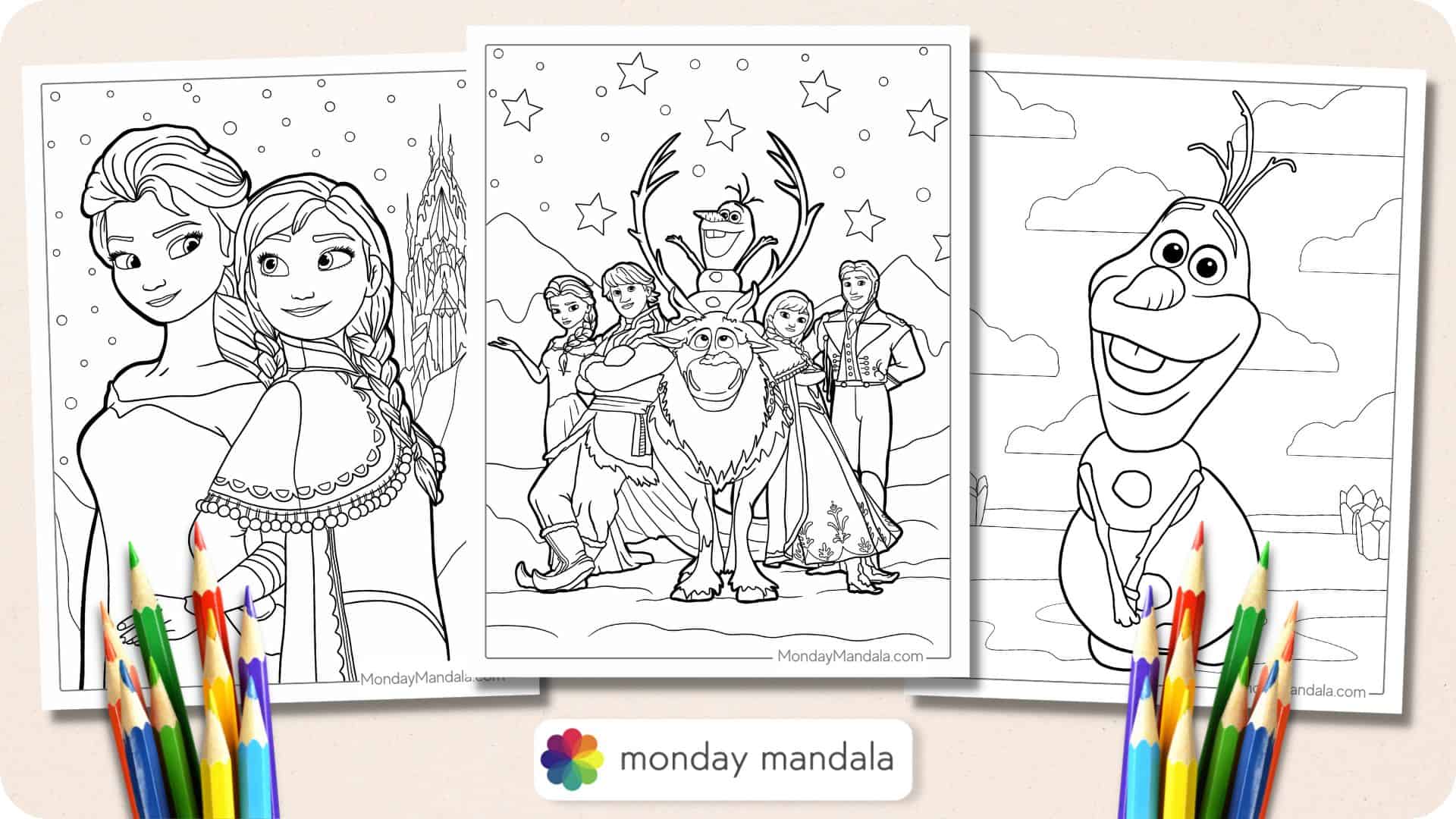 Frozen coloring pages free pdf printables