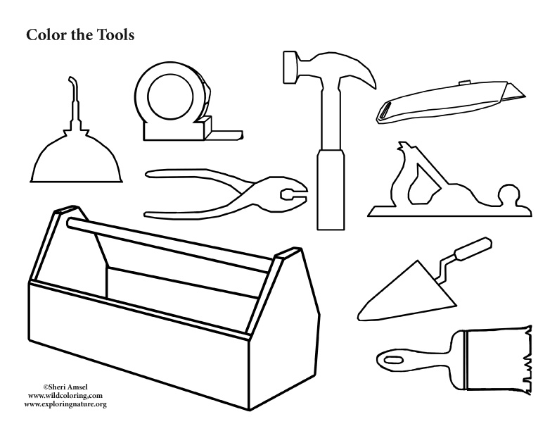 Tool collection coloring page