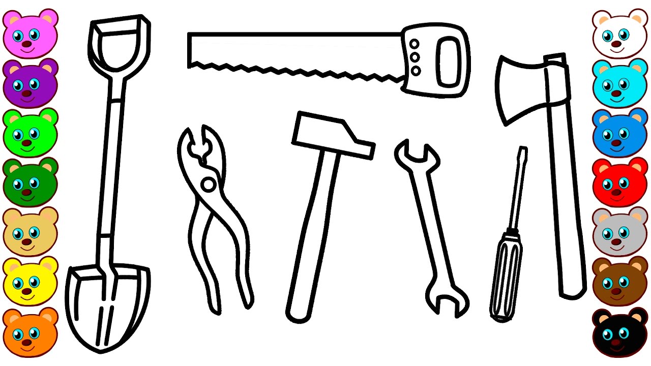 Building tools coloring pages for kids