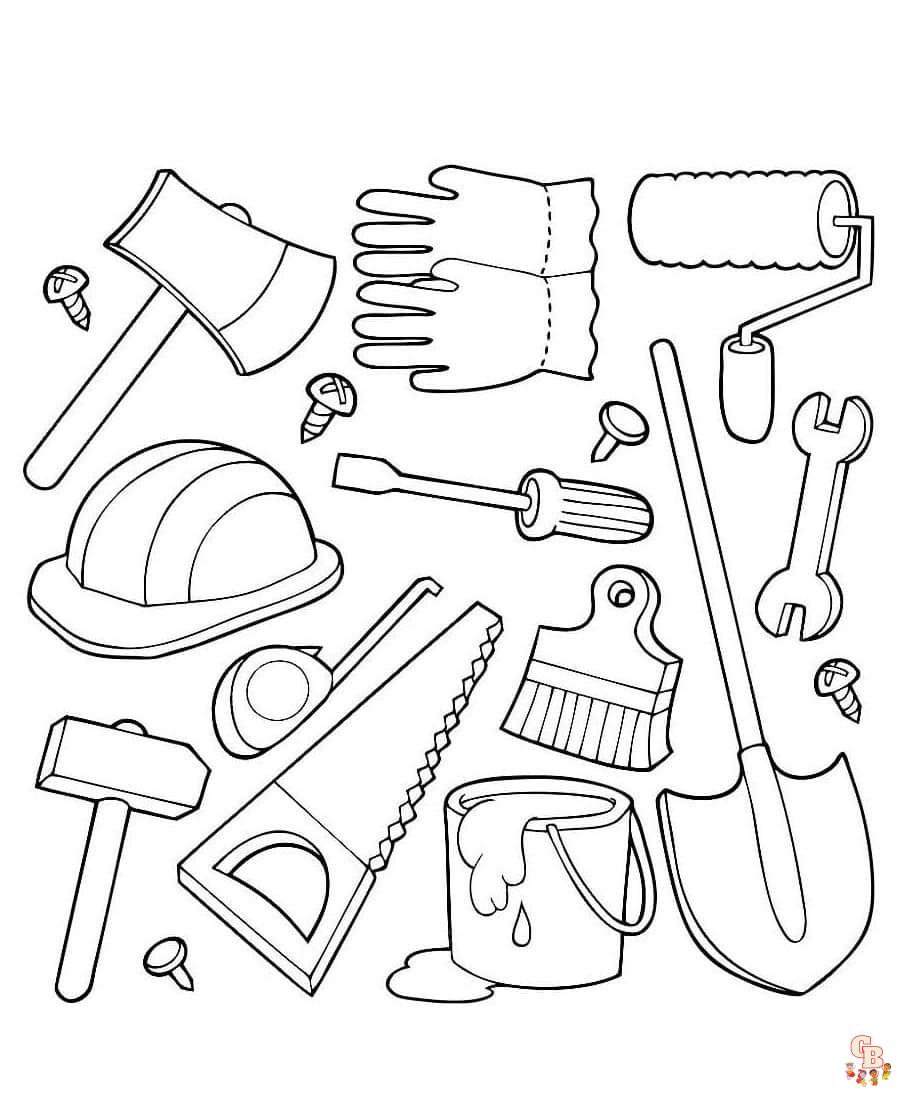 Printable tools coloring pages free for kids and adults