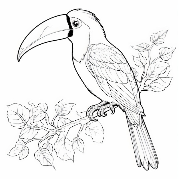 Premium ai image realistic toucan coloring page with crisp outline art