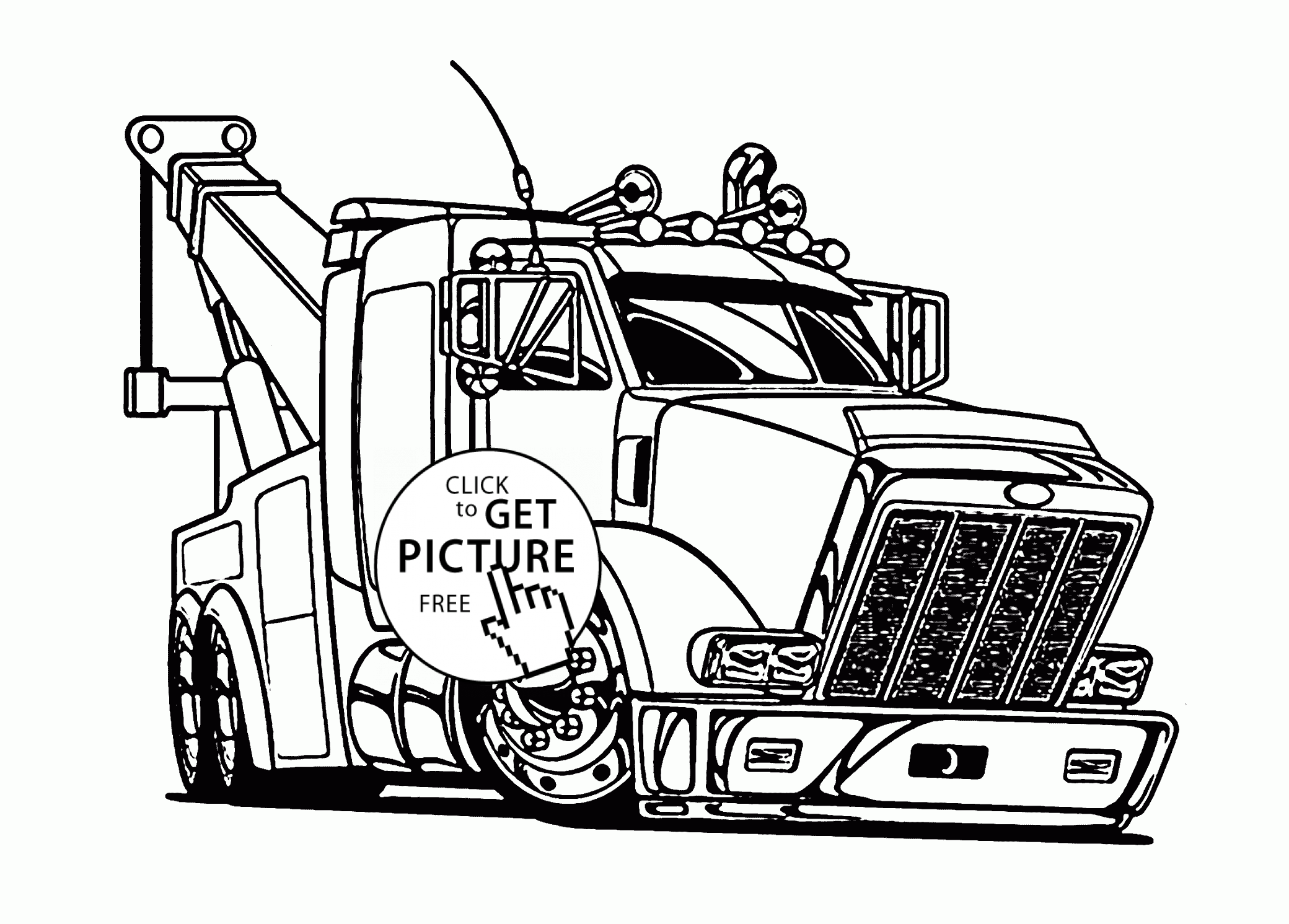 Large tow semi truck coloring page for kids transportation coloring pages prinâ truck coloring pages free printable coloring pages monster truck coloring pages