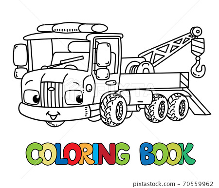 Funny small tow truck with eyes coloring book