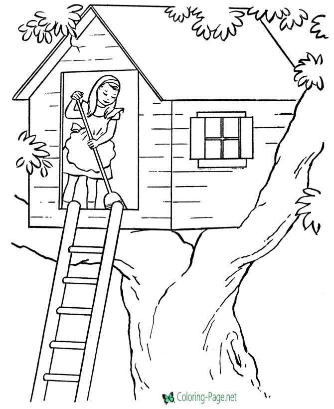 Tree house coloring pages