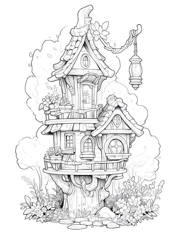 House coloring pages for adults and kids