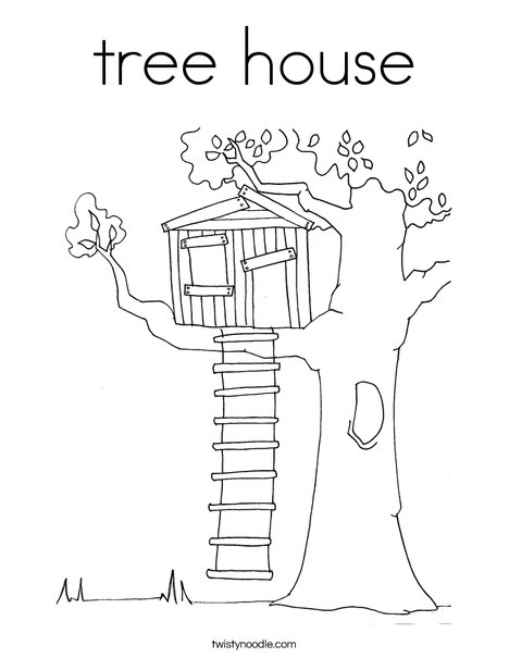 Tree house coloring page