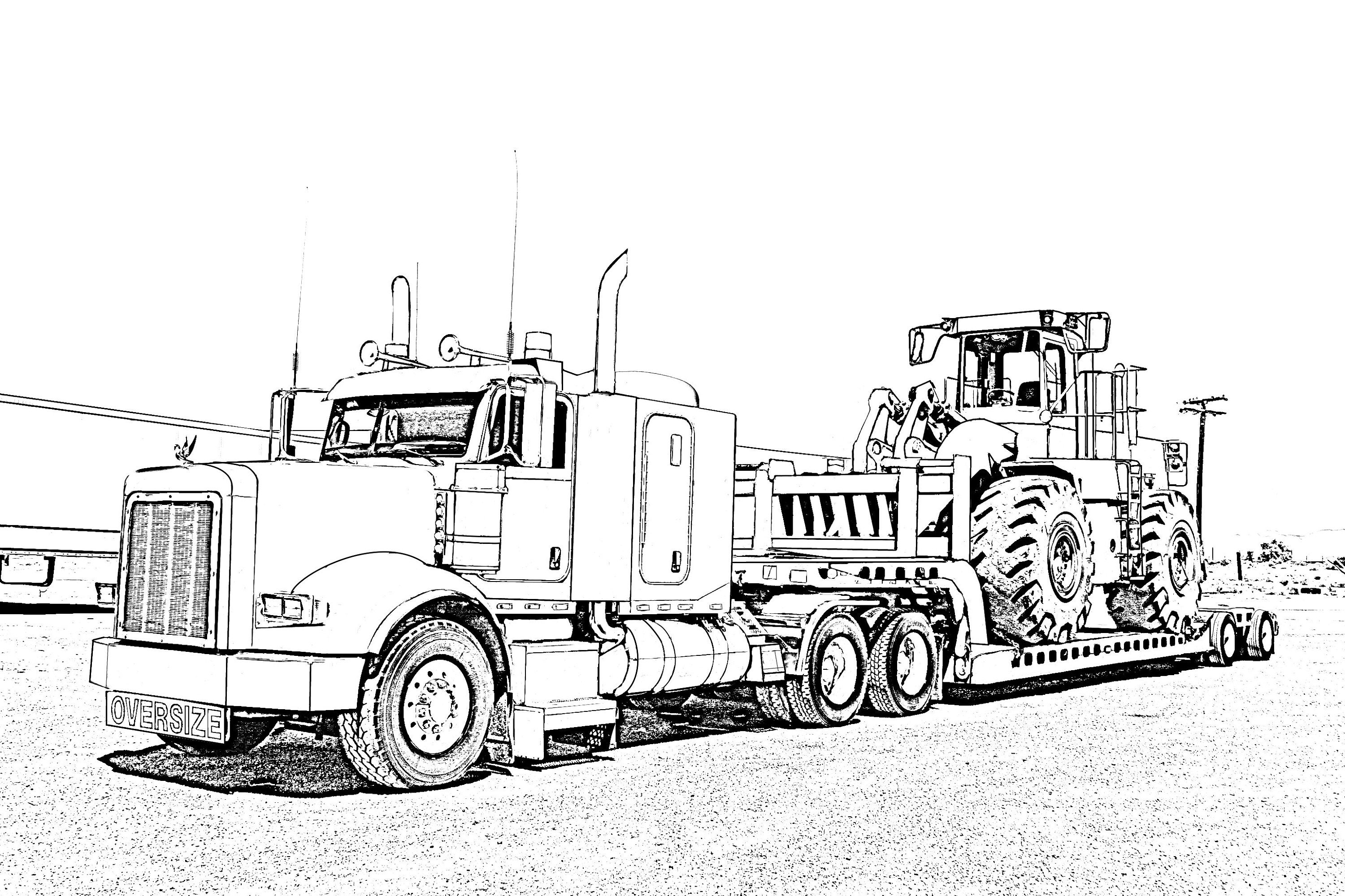 Big rig truck coloring page poster