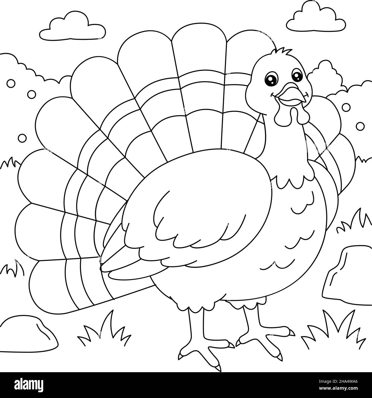 Turkey coloring page for kids stock vector image art