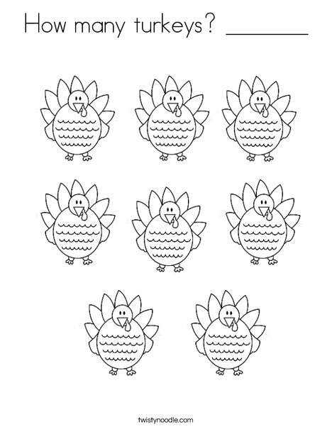 How many turkeys coloring page