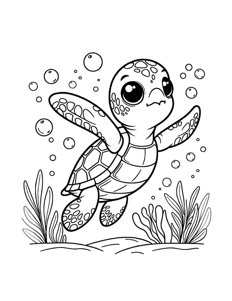 Free cute sea turtle coloring pages