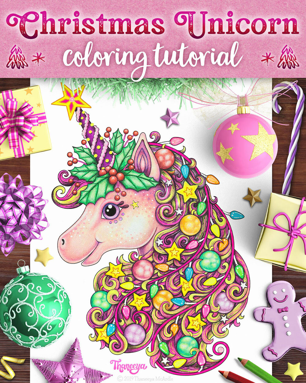 Unicorn coloring page tutorial