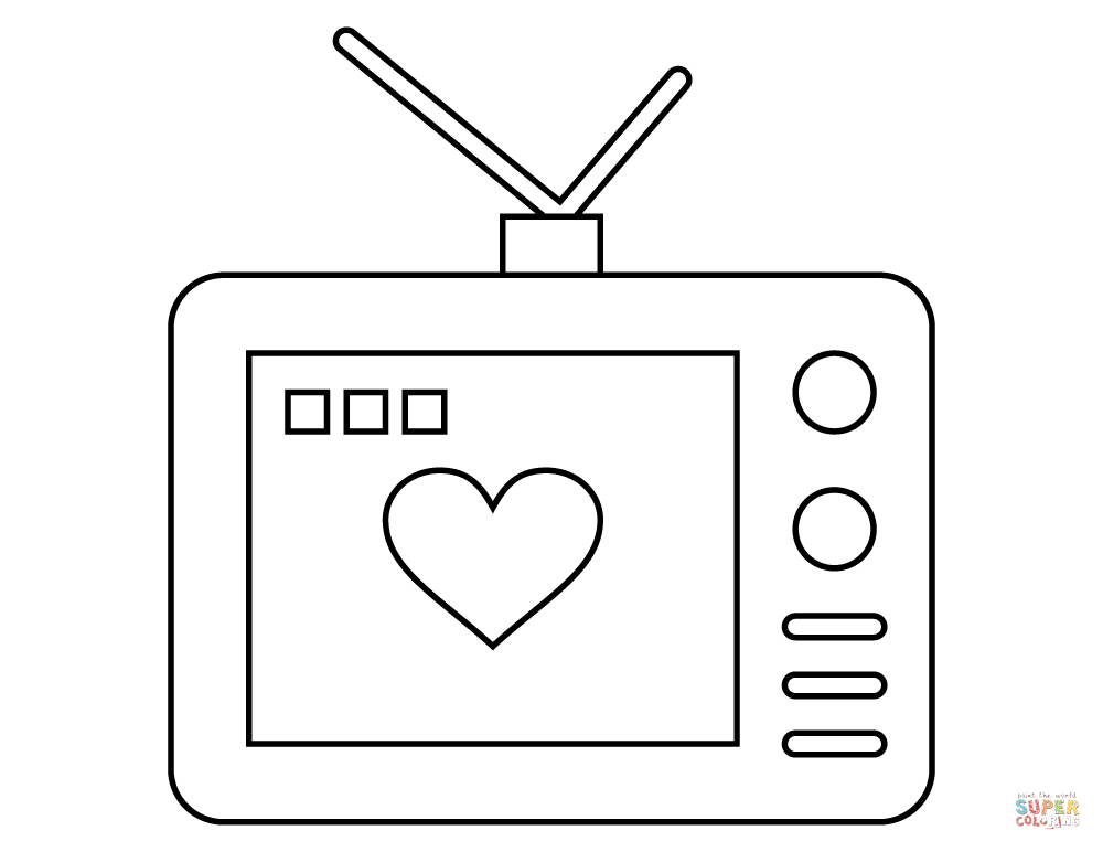 Valentines day love tv coloring page free printable coloring pages