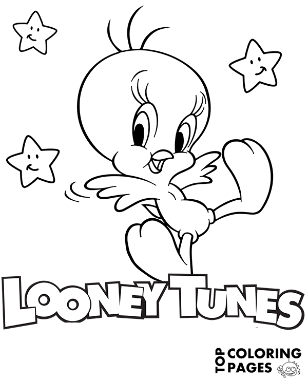 Tweety the bird coloring pag looney tunes logo on printabe image