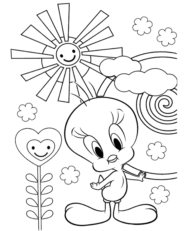 Cartoon tweety coloring page sheet