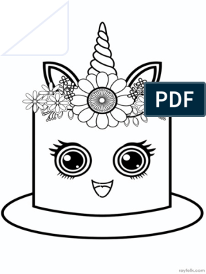 Unicorn cake coloring pages pdf