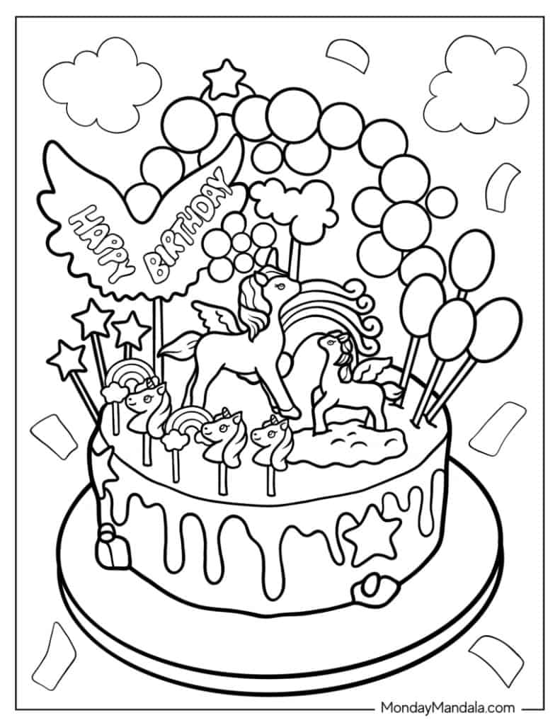 Cake coloring pages free pdf printables