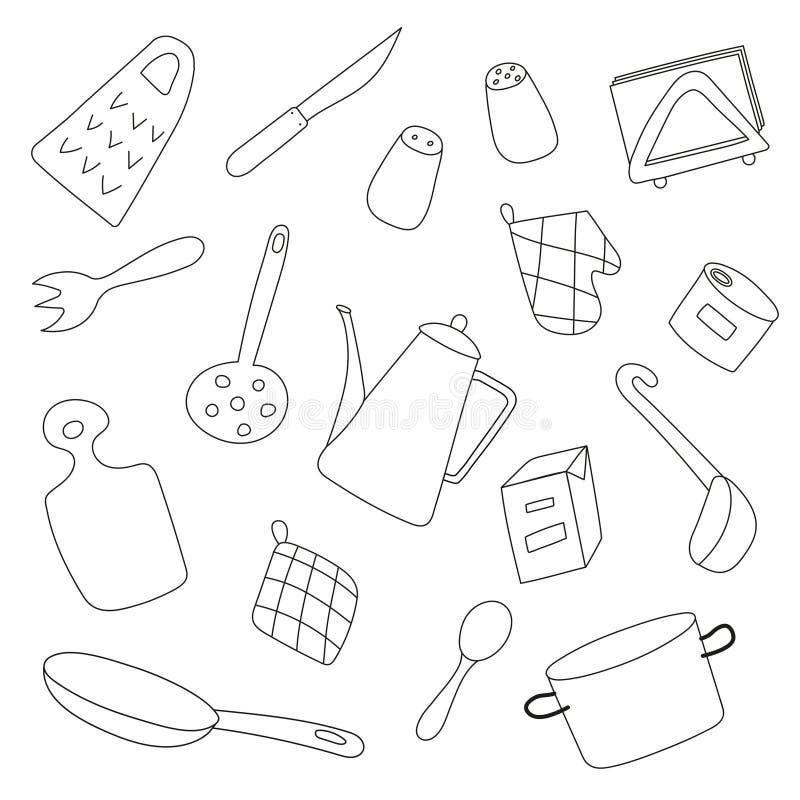 Utensils coloring stock illustrations â utensils coloring stock illustrations vectors clipart