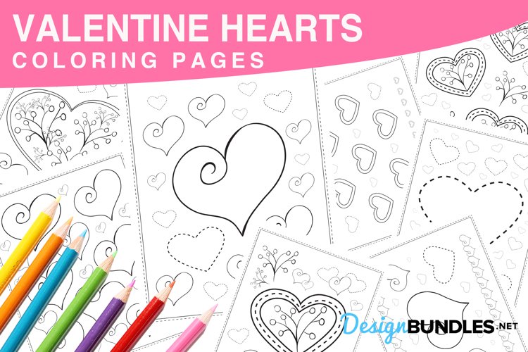 Valentine hearts coloring pages