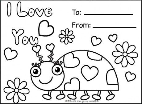 Free print out happy valentines day ladybug coloring cards for kidsfree online prâ valentines day coloring page happy valentines day card valentine coloring