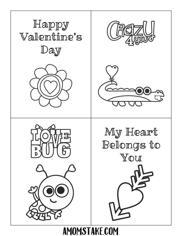 Color me valentine printables classroom cards
