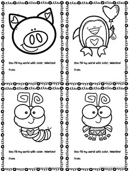 Colouring page printable valentines day cards primary tpt