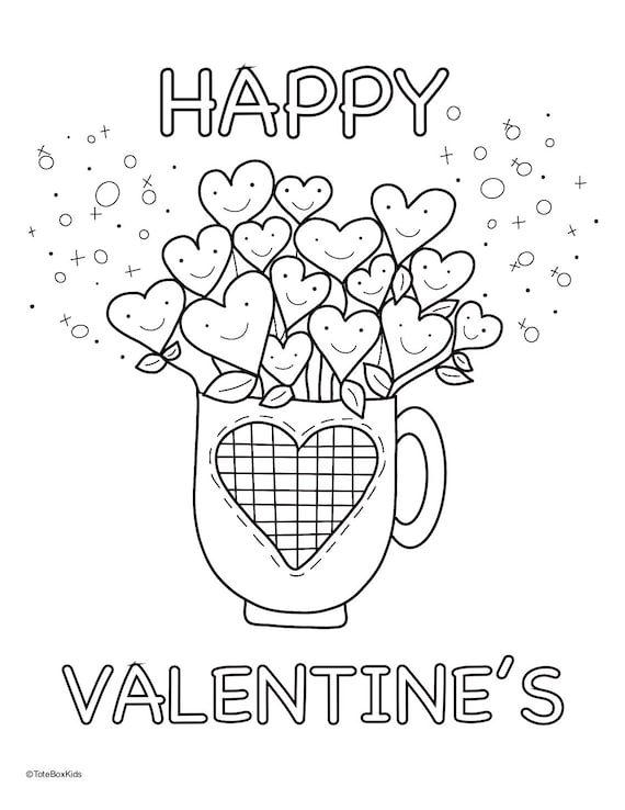 Cup of love valentines day coloring sheet