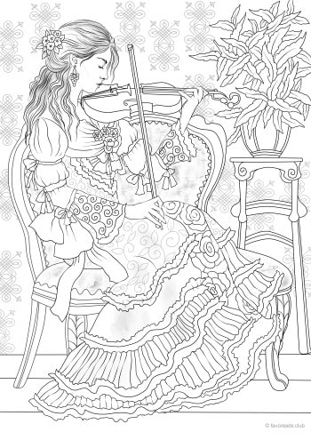 Girl with a violin â favoreads coloring club