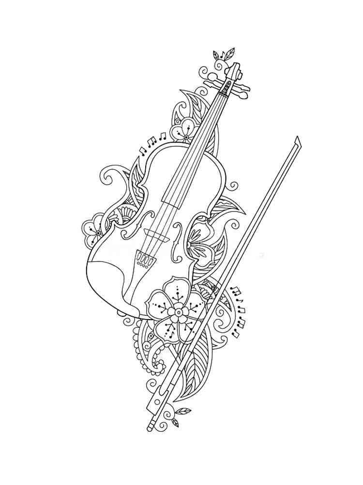 Violin coloring pages for adults