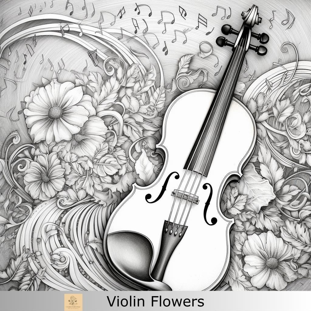 Greyscale violin printable coloring page printable adult coloring pagedownload greyscale instrument violin images