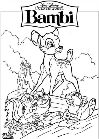 Bambi walt disney coloring page free printable coloring pages