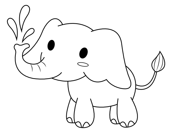 Printable elephant spraying water coloring page