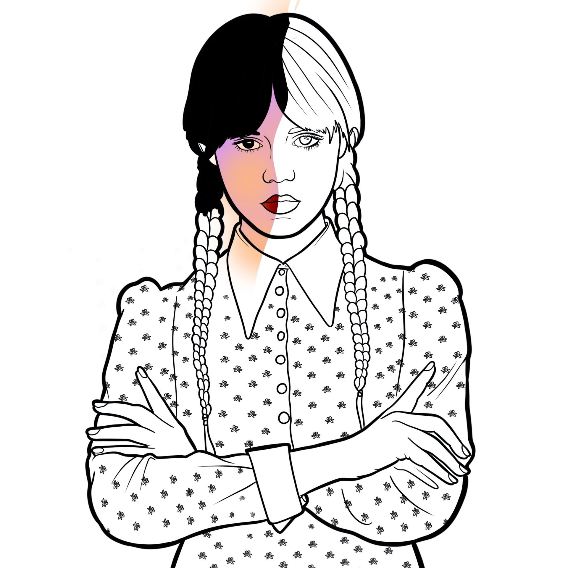 Wednesday addams coloring page