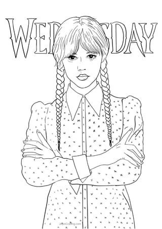 Wednesday addams coloring pagepdf