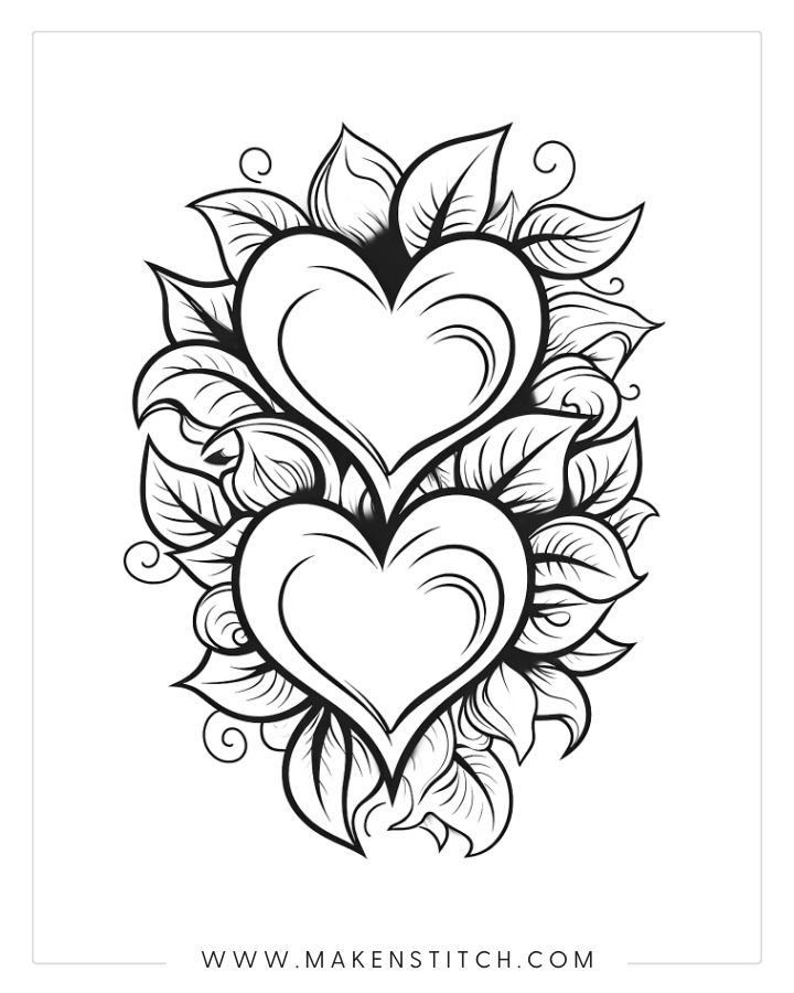 Free valentines heart coloring pages for kids and adults