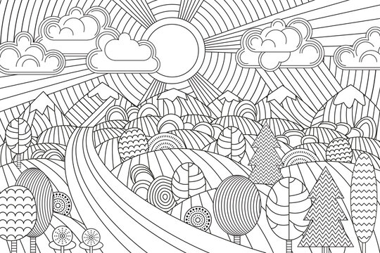 Landscape coloring book images â browse photos vectors and video