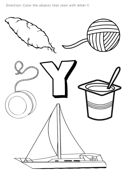 Coloring page for kids letter y template