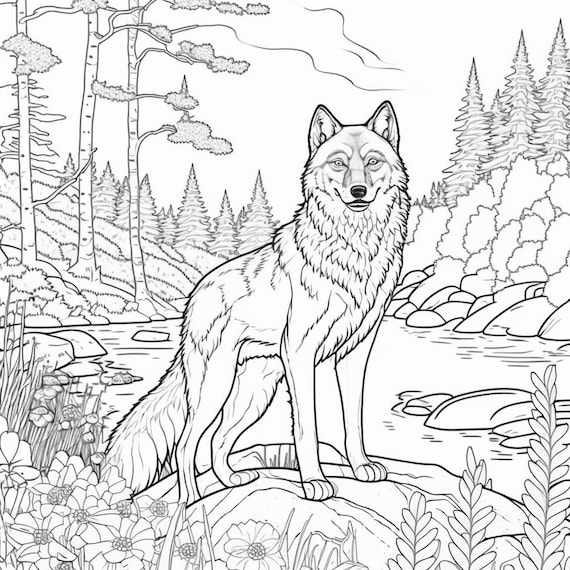 Majestic wolf coloring pages