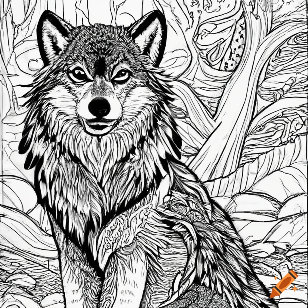 Wolf coloring page on