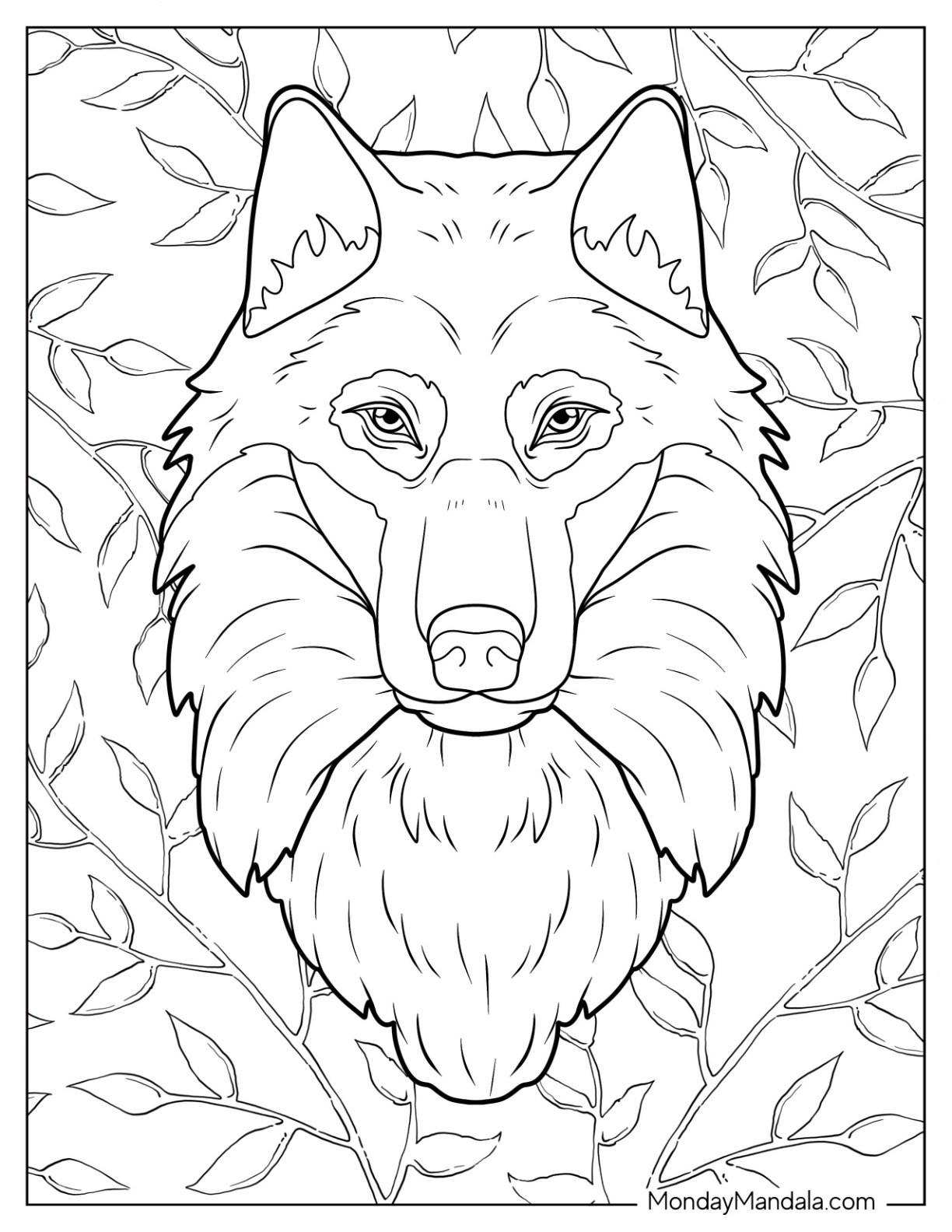 Wolf coloring pages free pdf printables