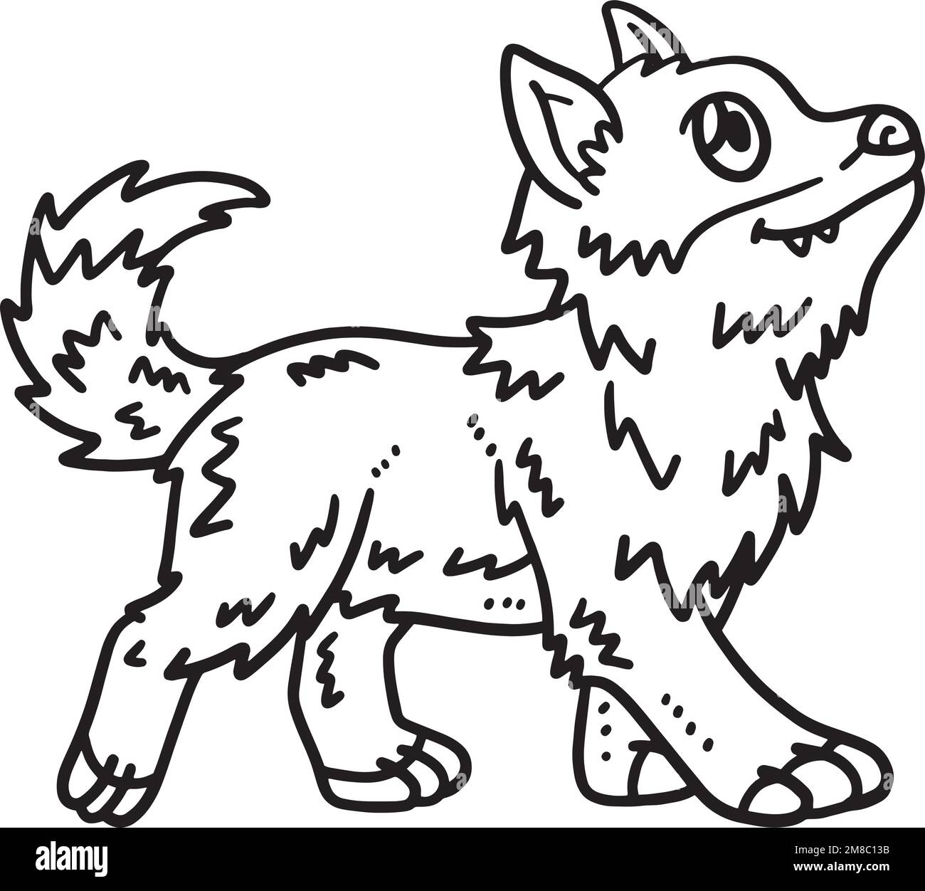 Baby wolf isolated coloring page for kids stock vector image art