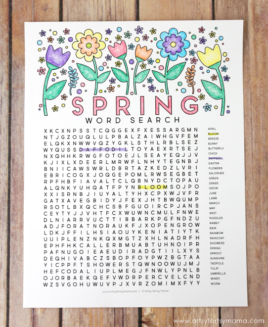 Free printable spring word search coloring page artsy