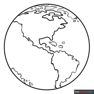 Earth coloring page easy drawing guides