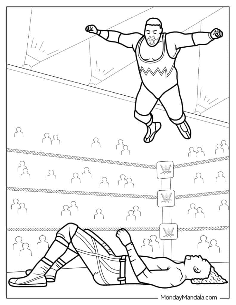 Wrestling wwe coloring pages free pdf printables