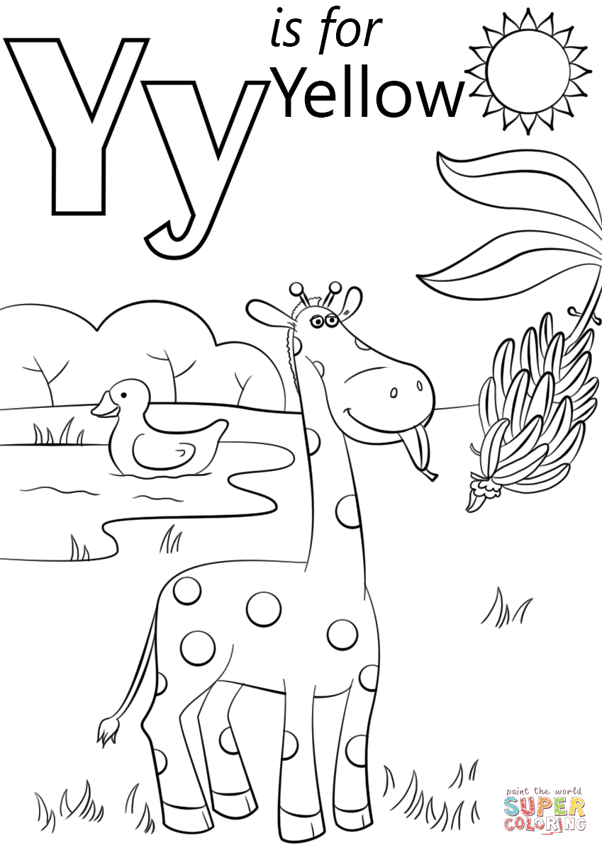 Letter y is for yellow coloring page free printable coloring pages