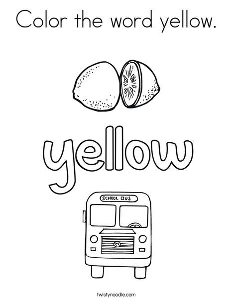 Color the word yellow coloring page